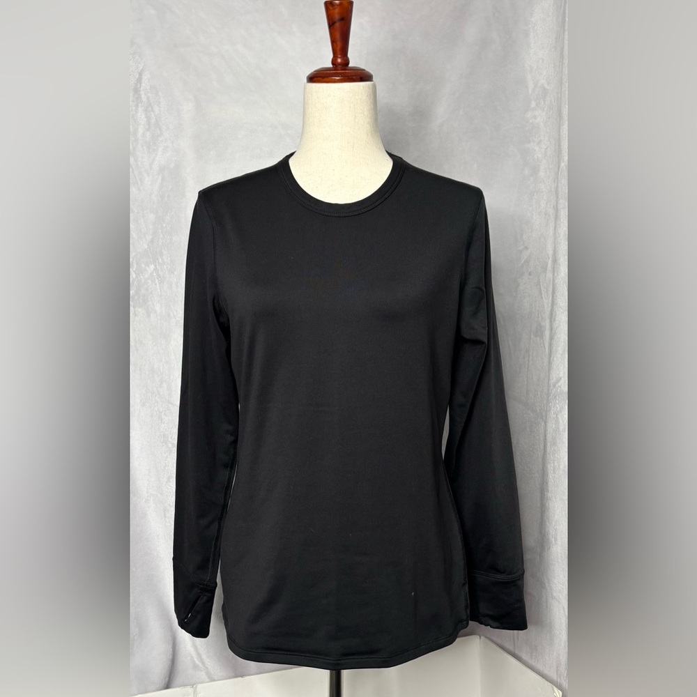 Cuddl Duds Black Stay Warm Crewneck Base Layer Thumbholes Medium
